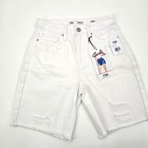 YMI High Rise White Distressed Shorts Size 3/26